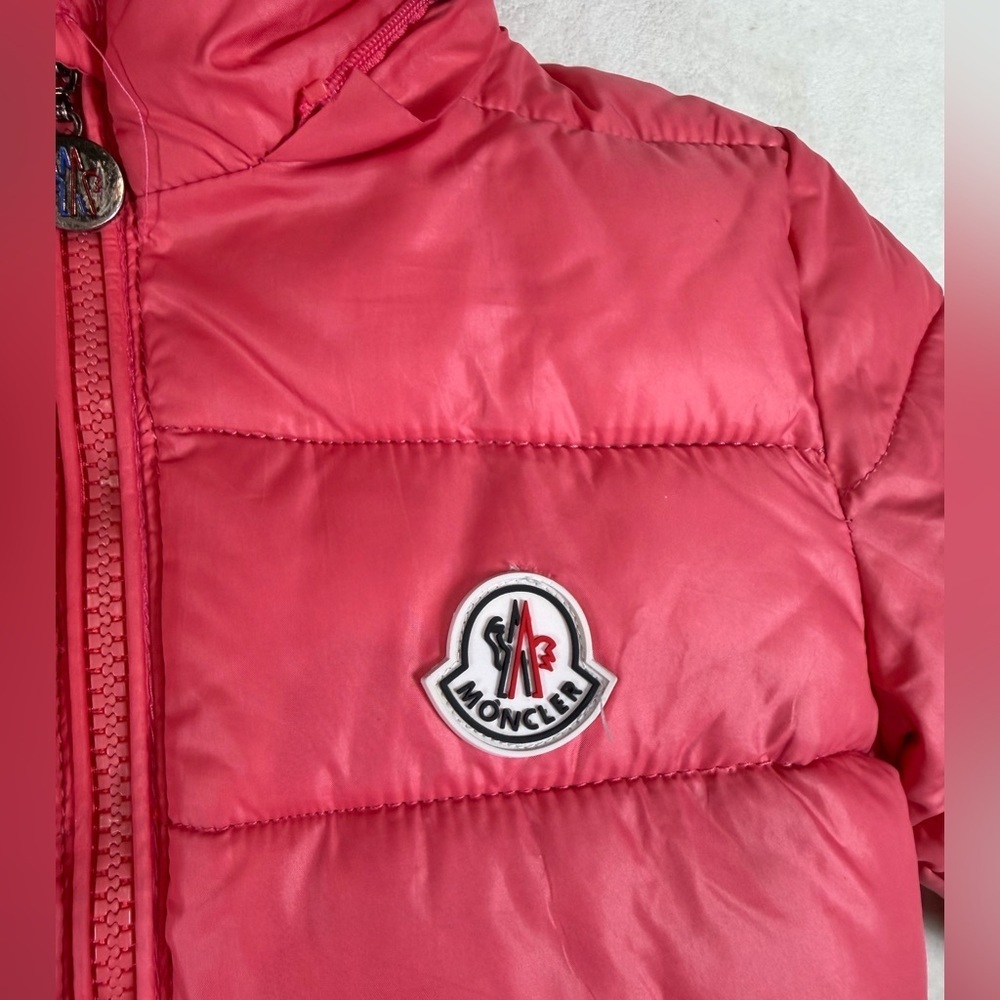 Moncler Pink Quilted Kids Size XL US 5T Jacket with Fur Trim Luxury Designer - Picture 5 of 11